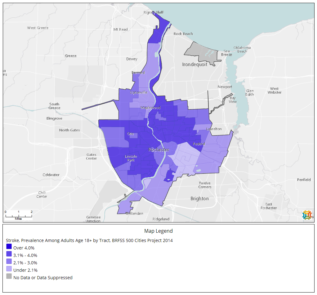 Rochester, NY: Stroke, prevalence among adults